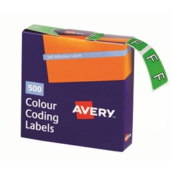 Avery Alphabet Coding Label F Side Tab 25x38mm L Green