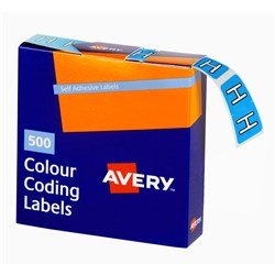 Avery Alphabet Coding Label H Side Tab 25x38mm Blue