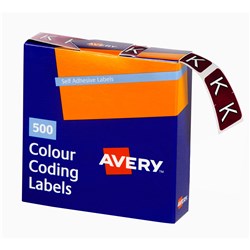 Avery Alphabet Coding Label K Side Tab 25x38mm Brown