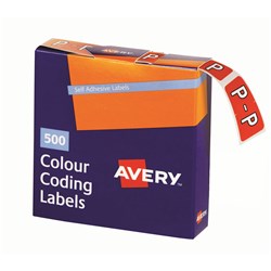 Avery Alphabet Coding Label P Side Tab 25x38mm D Orange