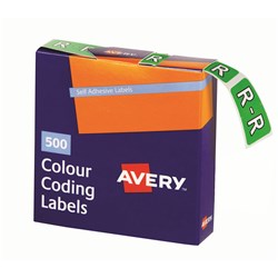 Avery Alphabet Coding Label R Side Tab 25x38mm L Green