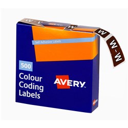 Avery Alphabet Coding Label W Side Tab 25x38mm Brown