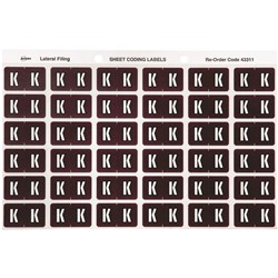 Avery Side Tab Alphabetical Colour Coding Label K