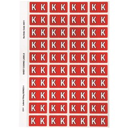 Avery Alphabet Coding Label K Side Tab 25x42mm Red