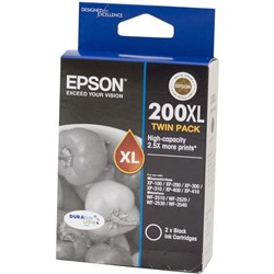 Epson 200XL Black Hi Yield Ink Cartridge Twin Pack