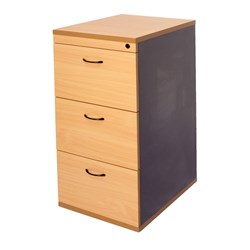 Rapid Worker 3 Drawer Filing Cabinet 990Hx465Wx600D Lockable Beech and Ironstone