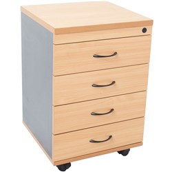 Rapid Worker Mobile Pedestal 4 Personal Drawer Beech and Ironstone