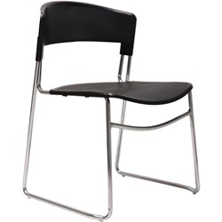 Zola Stackable Meeting Chair Chrome Sled Base Black Polypropylene Seat and Back
