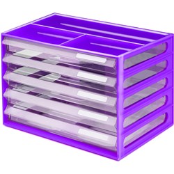 Italplast A4 Document Cabinet 5 Drawer Grape/Clear