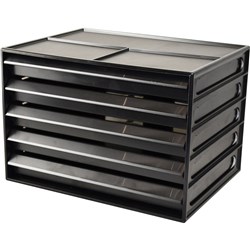 Italplast Landscape A4 Document Cabinet - 5 Drawer Recycled Black