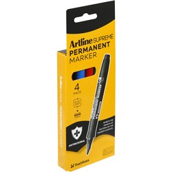 Artline Supreme Permanent 4 Assorted Markers