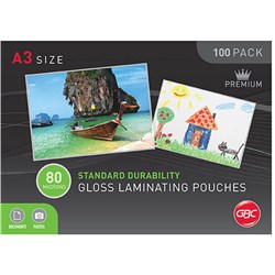 GBC Laminating Pouches A3 80 Micron Pack of 100