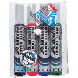 Pentel Maxiflo Whiteboard Marker Bullet Assorted Wallet 4