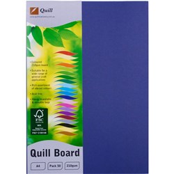 Board Quill A4 210gsm Royal Blue Pk50