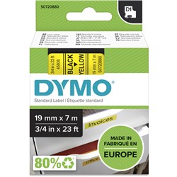 Tape Label Dymo D1 19mmx7M Black On Yellow