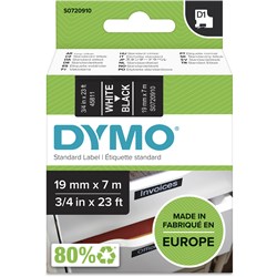 Tape Label Dymo D1 19mmx7M White On Black