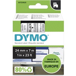 Tape Label Dymo D1 24mmx7M Black On Clear