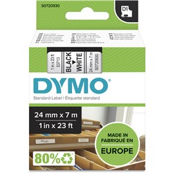 Tape Label Dymo D1 24mmx7M Black On White