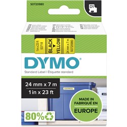 Dymo D1 24Mmx7M Black On Yellow Tape Label