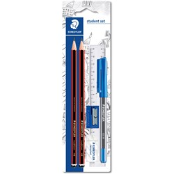 Staedtler Tradition 110 Student Set 2 Pencils, Eraser, Pen, Ruler, Sharpener Set