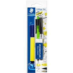 Staedtler Student College Set Highlighter Pen Eraser Pencil Ruler Set