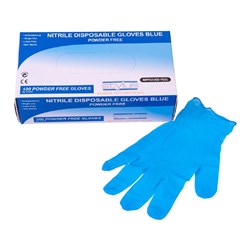 Stylus Blue Large Powder Free Nitrile Disposable Gloves