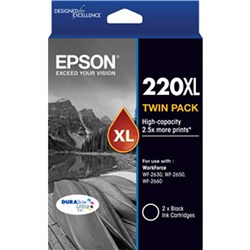 Epson 220XL Hi-Yield Black Ink Cartridge Twin Pack