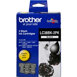 Brother LC-38 Black Ink Cartridge Twin