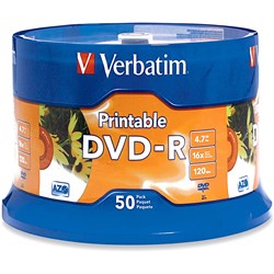 Dvd-R Verbatim White I/Jet Printable 4.7Gb Pk50