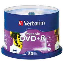 Dvd+R Verbatim 4.7Gb White I/Jet Printable Spindle