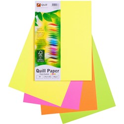 Quill Asst Fluro Colours A4 80gsm Copy Paper