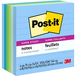 Post-It Tropical 675-6SST 98x98mm Super Sticky Lined Adhesive Notes