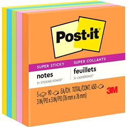 Post-It Ultra 654-5SSUC 75x75mm Super Sticky Adhesive Notes