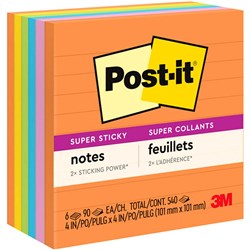 Post-It Ultra 675-6SSUC 98x98mm Super Sticky Lined Adhesive Notes