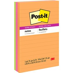 Post-It Ultra 660-3SSUC 98x149mm Super Sticky Lined Adhesive Notes