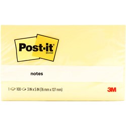 Post-It Yellow 655 76x127mm Adhesive Notes