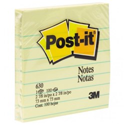 Pad Post-It Yellow Lined 630 75x75mm Yellow