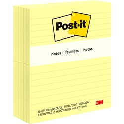 Post-It Yellow 635 76x123mm Lined Adhesive Notes