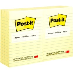 Post-It Yellow 660 98.4x149mm Lined Adhesive Notes