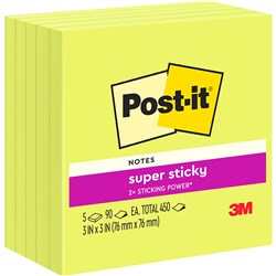 Post-It Lime 654-5SSLE 75x75mm Super Sticky Adhesive Notes