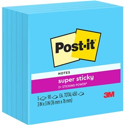 Post-It Electric Blue 654-8SSBE 75x75mm Super Sticky Adhesive Notes