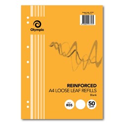 Olympic Reinforced Refills A4 Plain 7 Hole 50 Leaf R05 Pack of 50