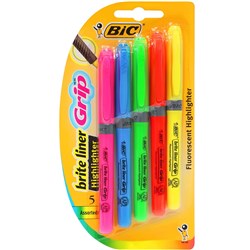 Highlighter Bic Briteliner Grip Pack Of 5