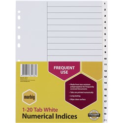 Indices A4 Polypropylene 1-20 White