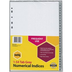 Indices A4 Polypropylene 1-54 Grey