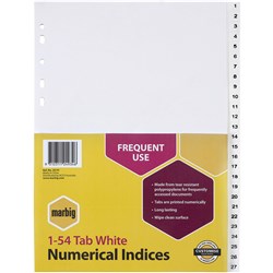 Indices A4 Polypropylene 1-54 White