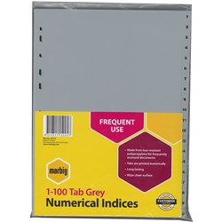 Indices A4 Polypropylene 1-100 Grey