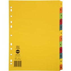 Indices A4 Board 1-12 Bright Multi-Coloured