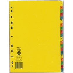 Indices A4 Board 1-20 Bright Multi-Coloured