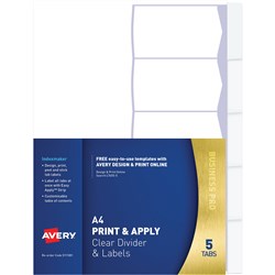 Dividers A4 Unpunched Avery Index Maker L7452-10 10 Part